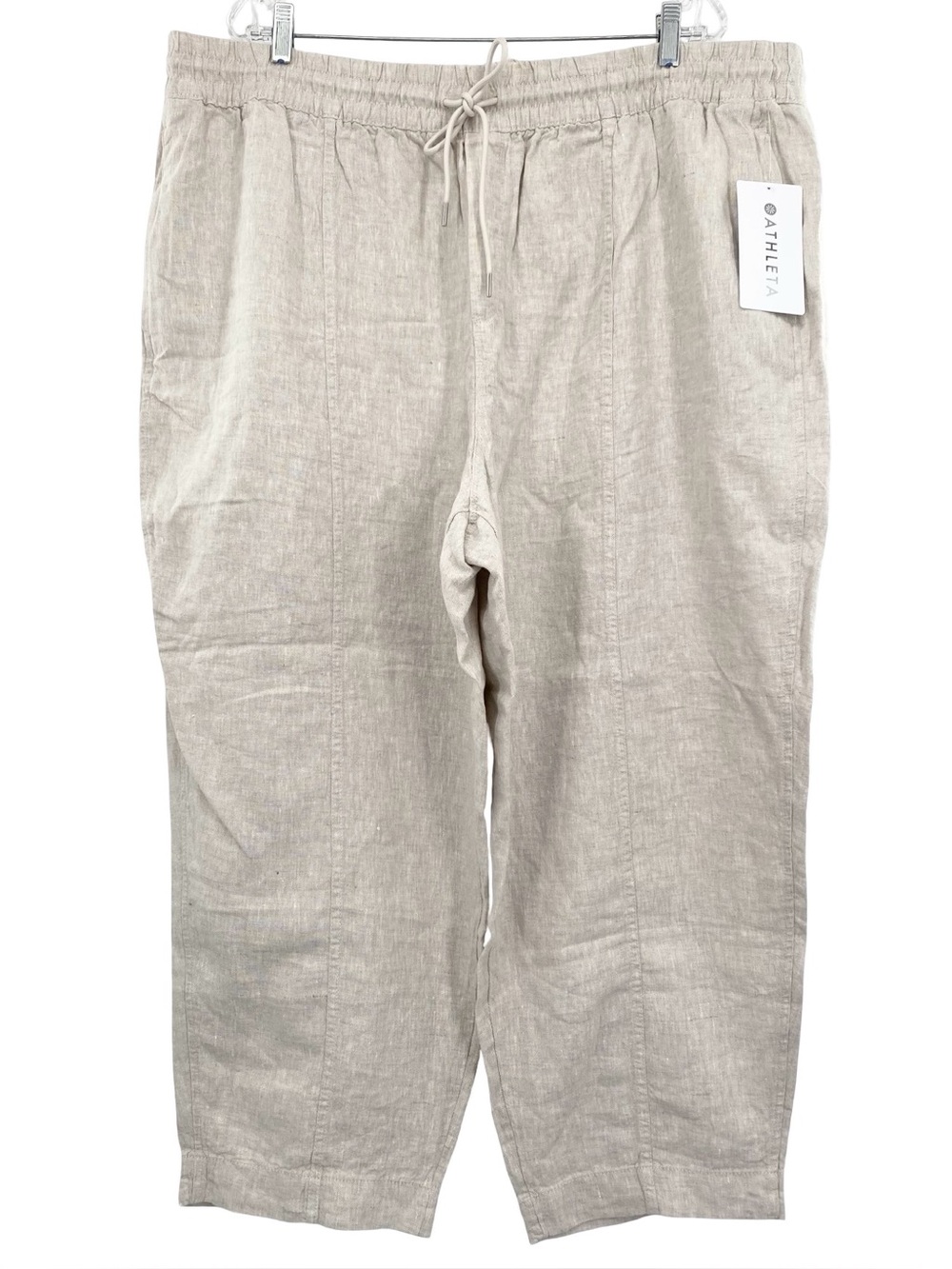 Athleta Retreat Linen Wide Leg Ankle Pants Drawstring Size 2X New